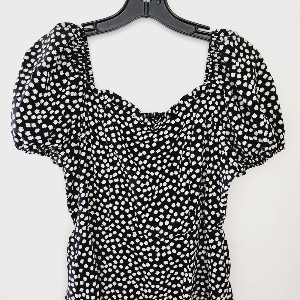 Nwot SweatyRocks Boho Short Puff Sleeves Slit A-line Flare Dress - Picture 4 of 9